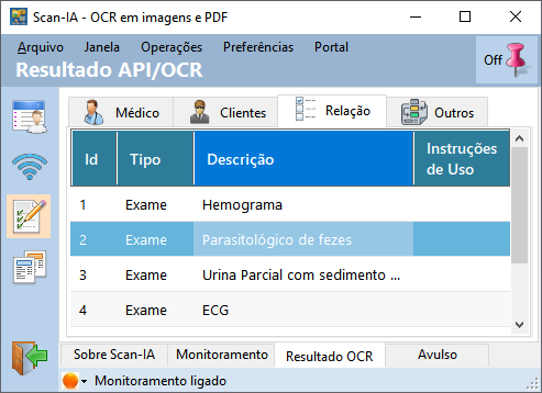 Resultado de leitura bem-sucedido de receita médica